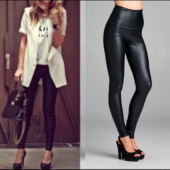 ‼️1 LEFT‼️Black Vegan Leggings - Picture 4 of 6